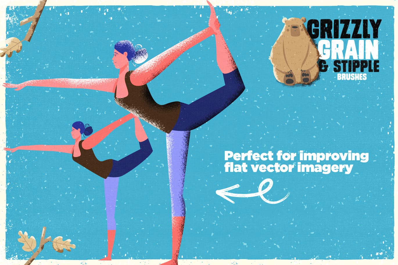 手绘设计师必备-流行的仿旧阴影效果点画创作PS笔刷素材库精选 Grizzly Grain & Stipple Shader Brushes插图(3)