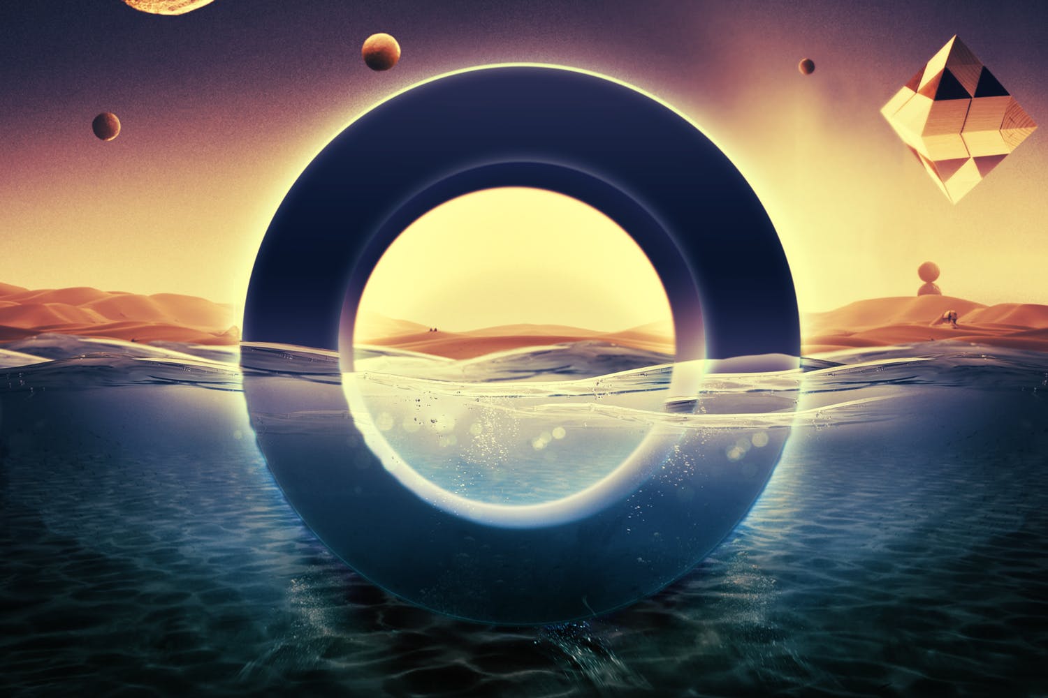 炫酷3D立体水面漂浮文字样式PSD分层模板 Underwater Text Logo Effect插图(2)