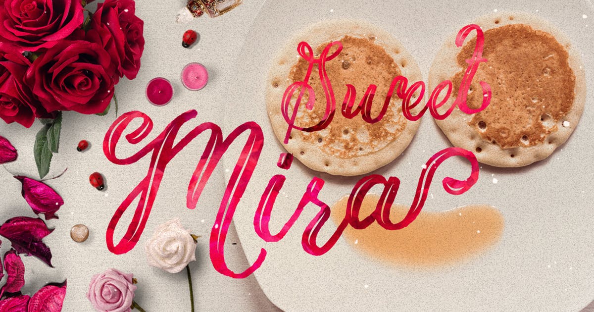 水彩丝带花饰手写英文字体下载 Mira & graphic watercolor & swirls插图