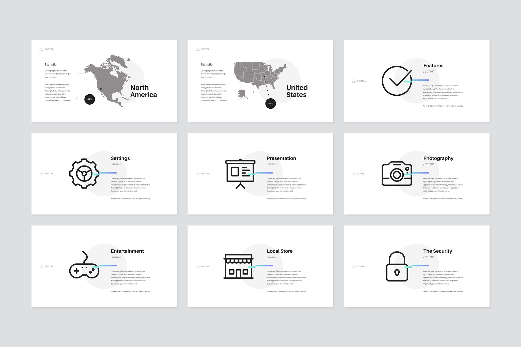 120+ 页时尚大方 Keynote 幻灯片模板 PORTAL Keynote Presentation Template插图(14)