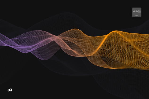 数字网络信号波纹线条PS笔刷 Digital Network Flow of Waves Photoshop Brushes插图(3)