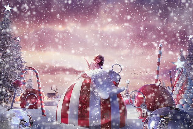 雪花飞舞动态效果PS动作 Snow Animation Photoshop Action插图(1)