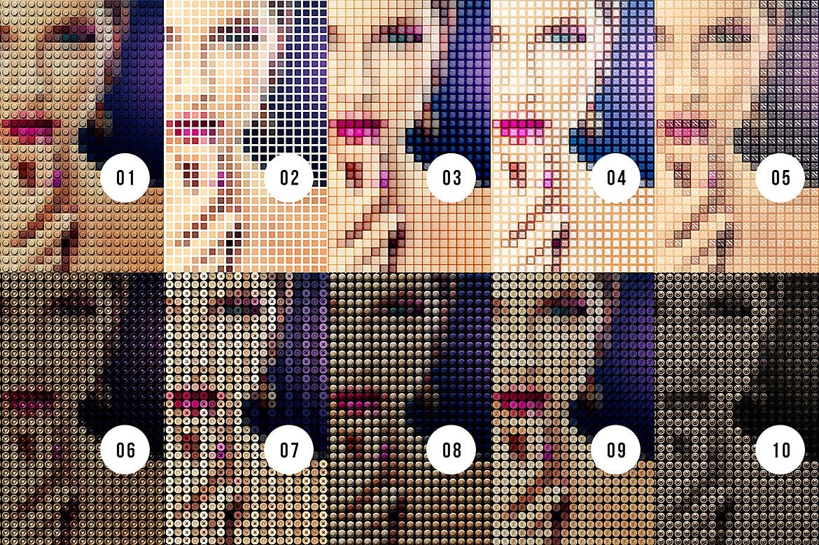 12个时尚个性几何马赛克图案ps动作 12 Geometric Photoshop Actions 02插图(1)