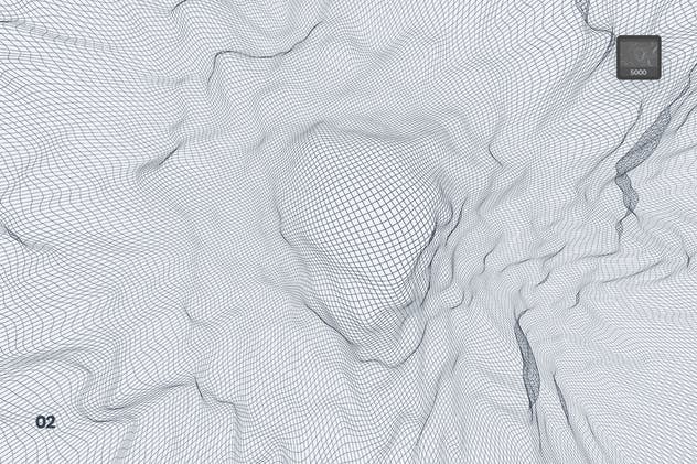 抽象网络信号波纹图案PS笔刷 Network Turbulence Photoshop Brushes插图(2)