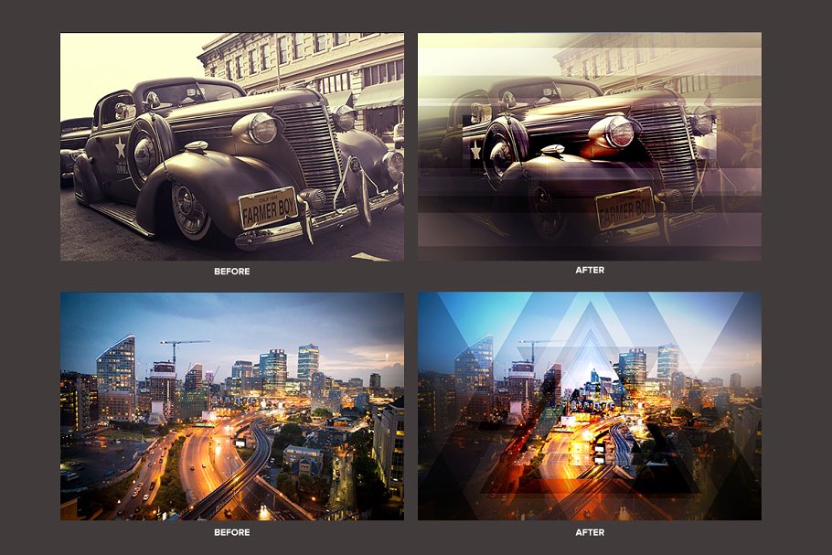 几何科幻照片效果处理PSD模板 Geometric Haze Photoshop Template插图(2)