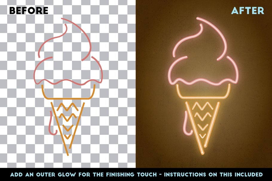 霓虹灯灯管线条AI笔刷 Neon – Realistic Brush Set插图(1)