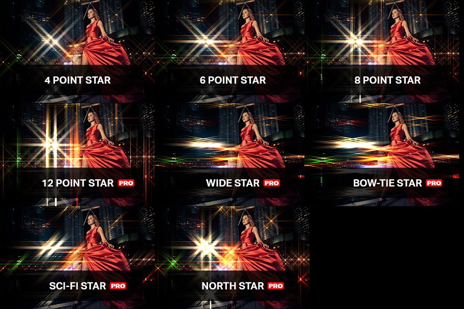 璀璨星光照片装饰PS动作 Star Filters Pro – 8 PS Actions插图(1)