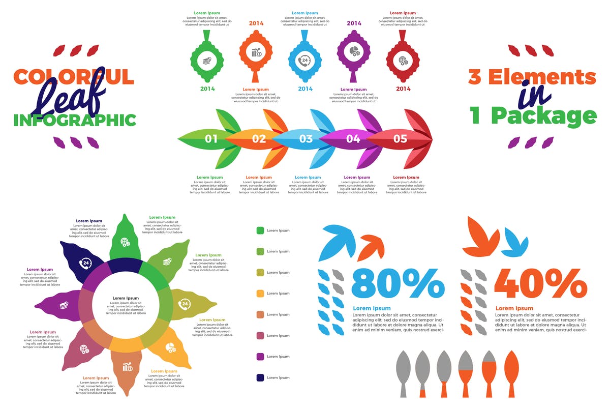 树叶&树木矢量插画信息图表设计模板 Leaf and Tree – Infographic插图