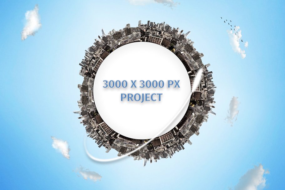 圆形城市天际线场景生成PS动作 Circle City Skyline Creator插图(2)