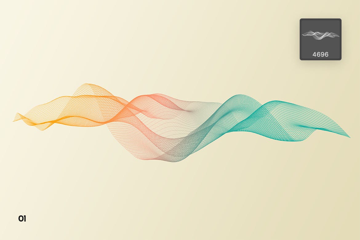抽象数字网格波纹背景纹理PS笔刷 Digital Grid Waves Photoshop Brushes插图(4)