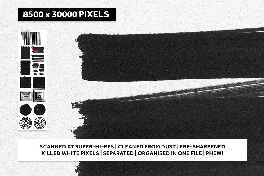 逼真黑色记号笔笔画纹理 REAL BLACK MARKER TEXTURES插图(2)