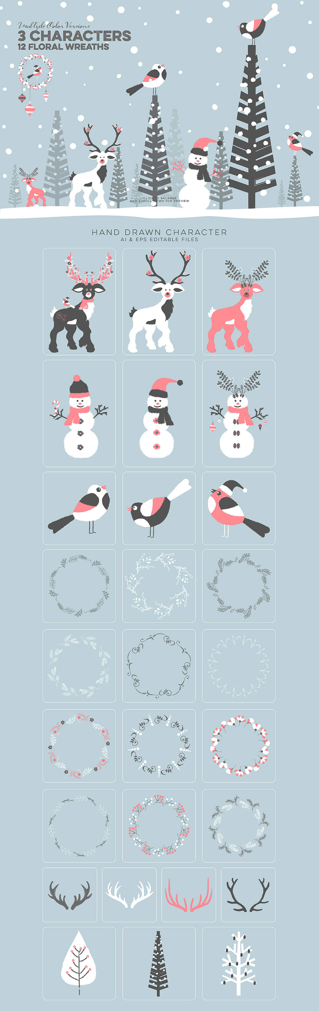 圣诞特典：400+圣诞主题设计素材包 Christmas Bundle 2016（2.35GB, AI, EPS, PSD 格式）插图(11)