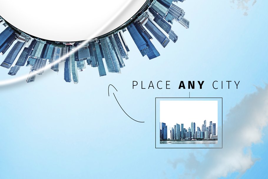 圆形城市天际线场景生成PS动作 Circle City Skyline Creator插图(1)