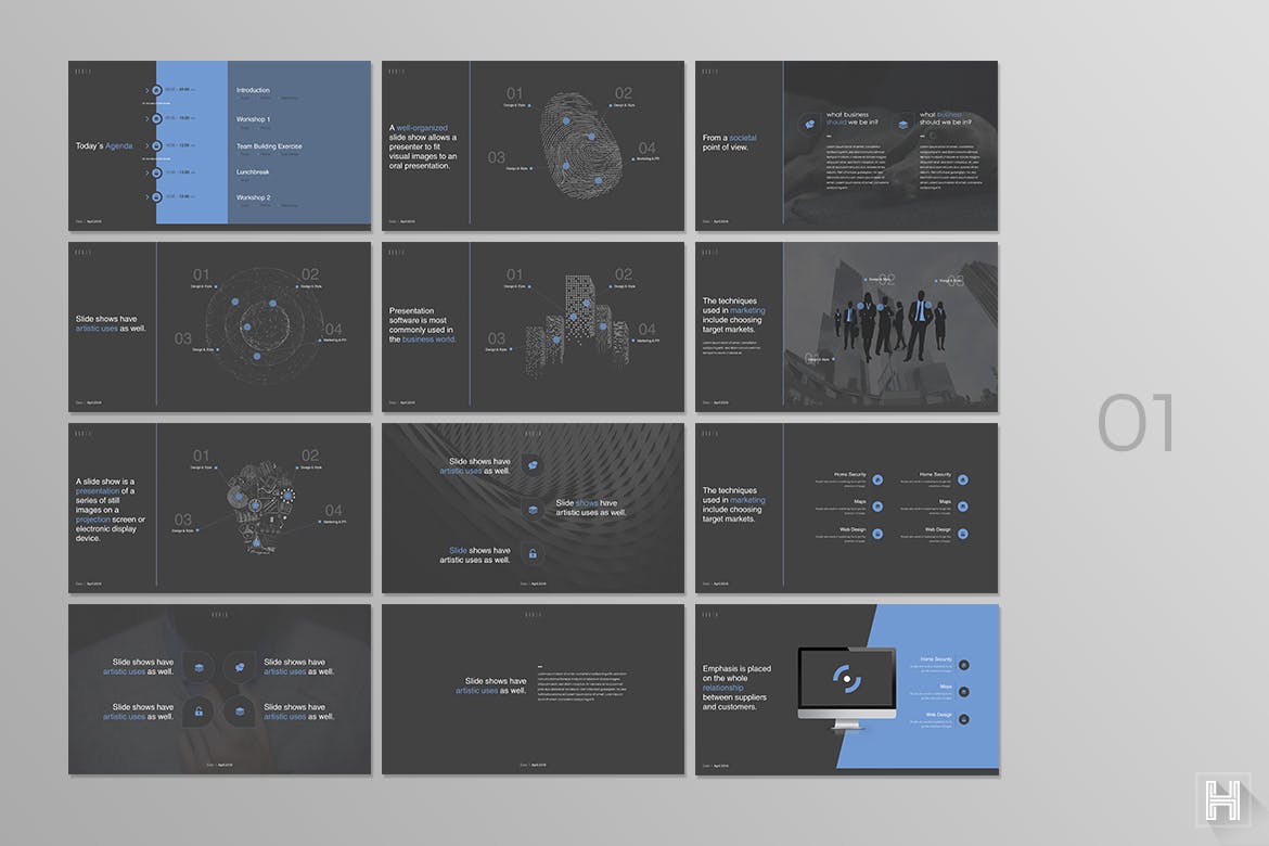 专业的时尚高端商务商业质感Google Slide幻灯片powerpoint演示模板（pptx）插图(1)