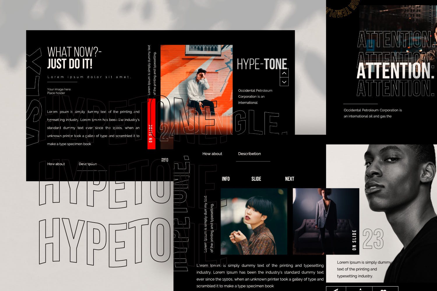 潮时尚酷黑背景Keynote幻灯片模板下载 Hypetone – Keynote插图(2)