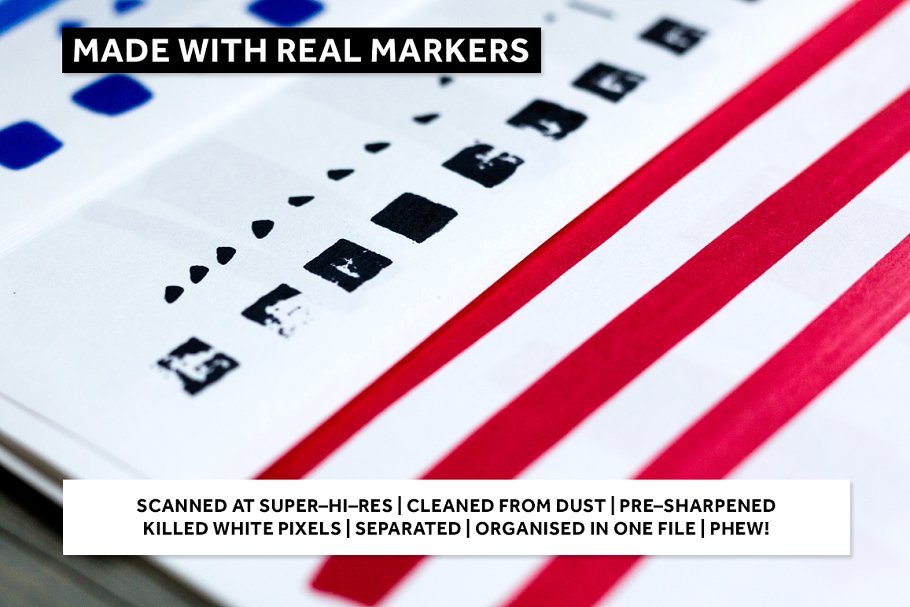 300+逼真记号笔画笔AI笔刷 300+ REAL MARKERS FOR ILLUSTRATOR插图(1)