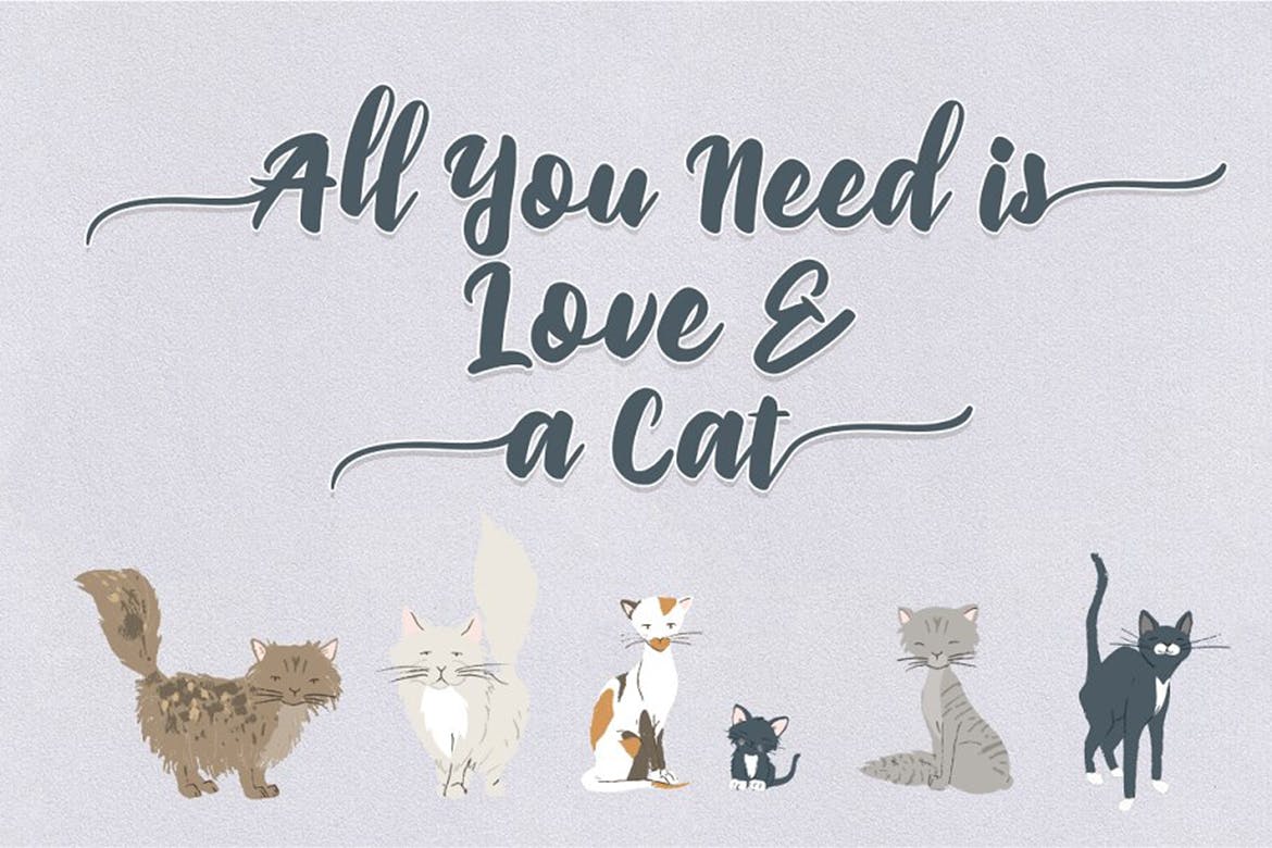 可爱毛笔手绘英文笔刷艺术字体下载 Priscillia Script插图(1)