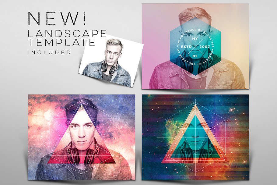 复古嬉皮文化艺术模板 Vintage Hipster Art Templates Bundle插图(18)