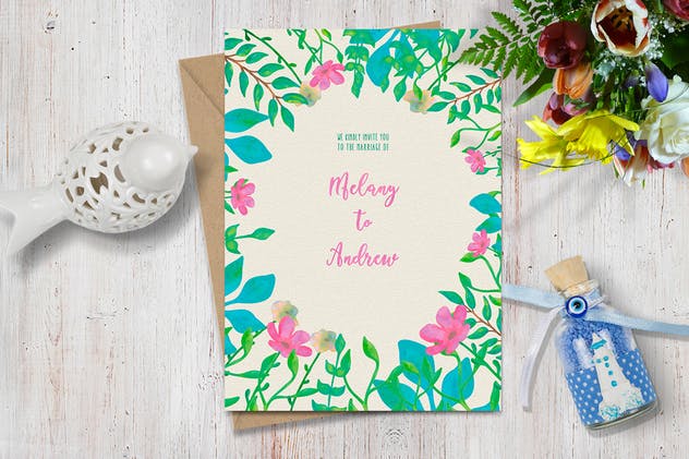 水彩花卉绘画图案＆AI画笔笔刷 Illustrator Floral Art & Pattern Brushes插图(6)