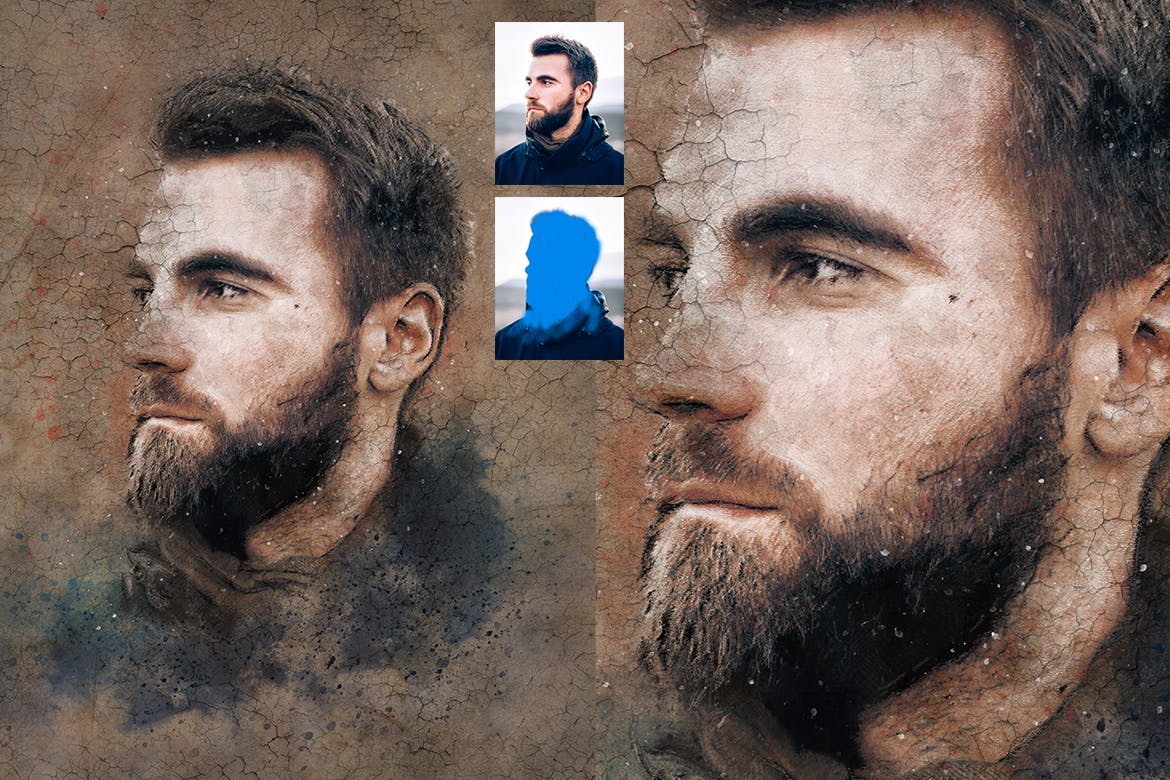 复古素描效果裂纹背景一键生成PS动作 Vintage Sketch Photoshop Action插图(6)