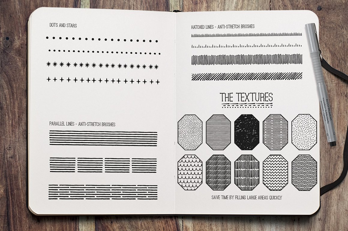 素描线条纹理&AI笔刷 Fine Liner – Affinity Brushes插图(6)