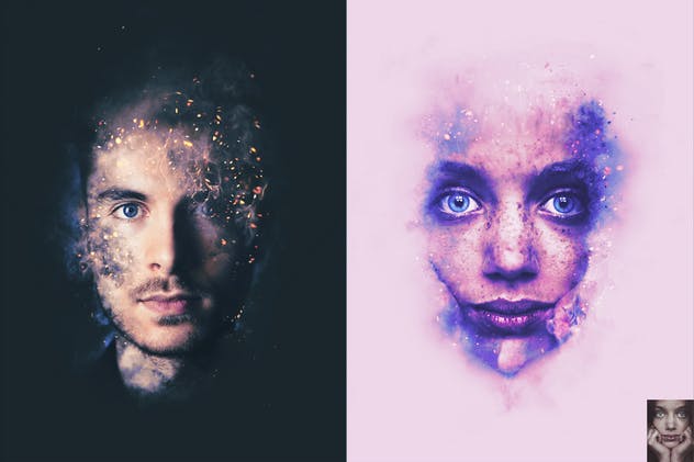 8款照片添加梦幻烟雾效果PSD分层模板 Artistic Smoke Portrait Psd Photo Effect Templates插图(4)