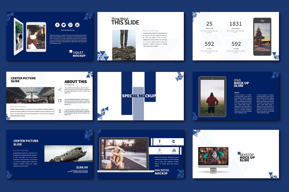 超现代蓝色系列的幻灯片模板下载[ppt,pptx]插图(2)