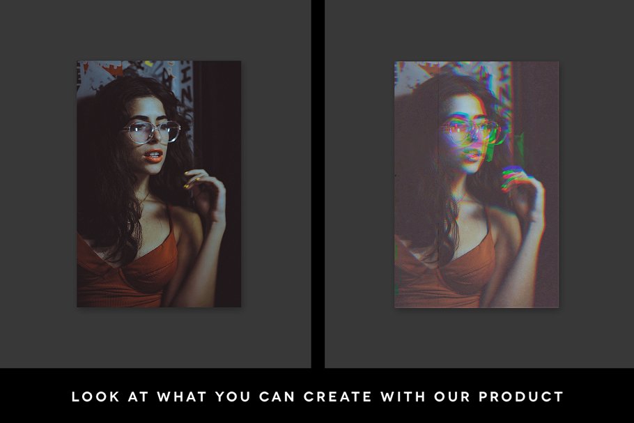 信号故障&家用录像视频效果PS动作 Glitch&VHS Animated Stories Pack插图(1)