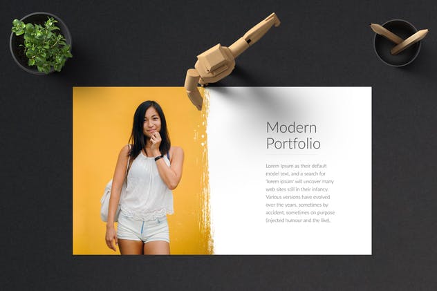 适合时尚/摄影行业的PPT幻灯片模板素材 Magazine Powerpoint Template插图(4)