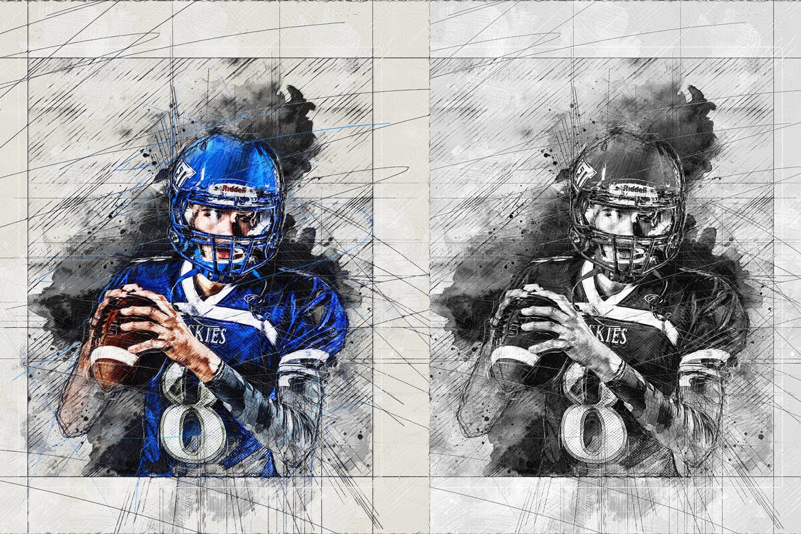 照片转彩铅手绘素描绘画效果PS动作 Animated Pencil Sketch FX Photoshop Add-On插图(4)