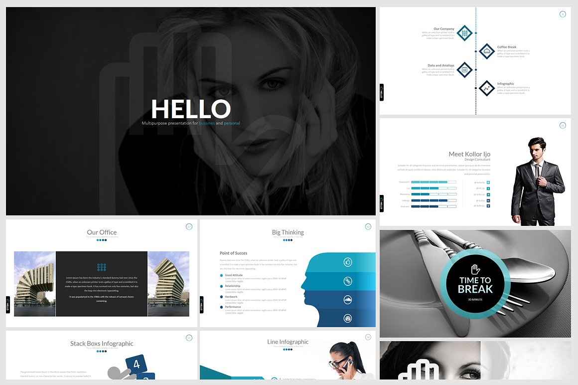 极简，优雅，深色调且可伸缩的多用途PPT模板插图(1)