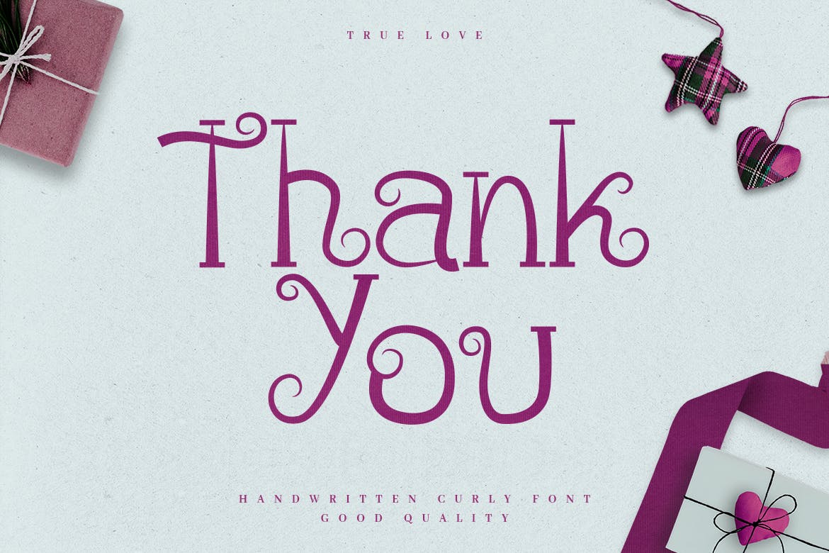 浪漫主义风格英文无衬线装饰字体素材库精选 True Love – Curly Valentine Font插图(10)