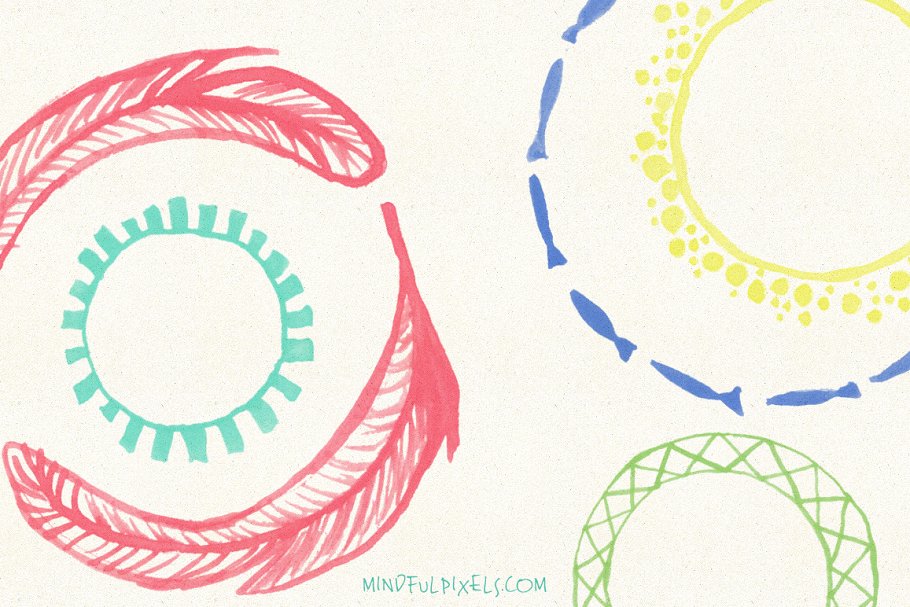 水彩风格标签PS笔刷 Label Watercolor Brushes插图(3)