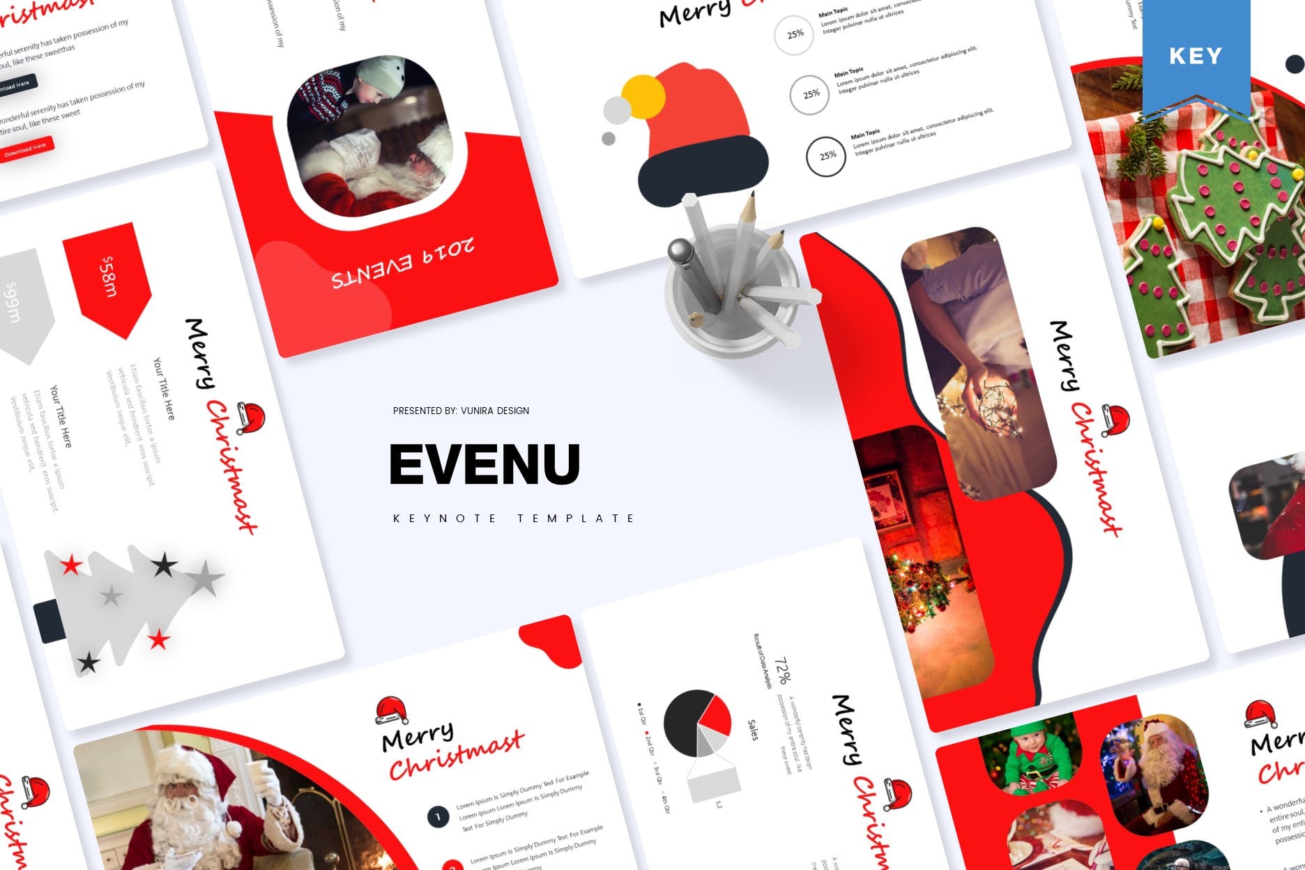 圣诞节主题Keynote幻灯片设计模板 Evenue | Keynote Template插图