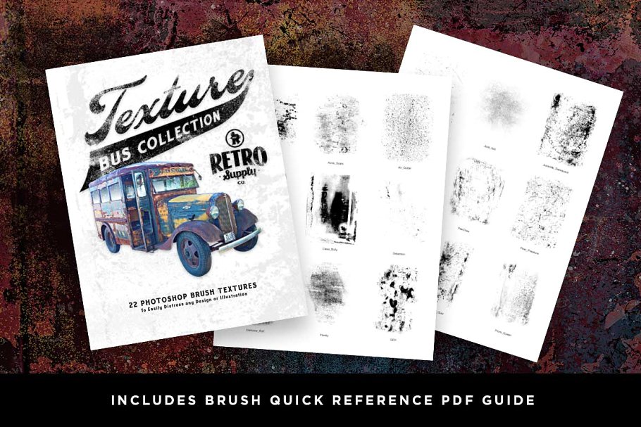 复刻60年代嬉皮巴士残旧生锈外观纹理&PS笔刷 Texture Bus by Von Glitschka插图