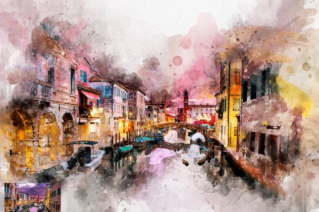 水彩艺术插画照片效果一键生成PS动作 Perfectum 2 – Watercolor Artist Photoshop Action插图(11)