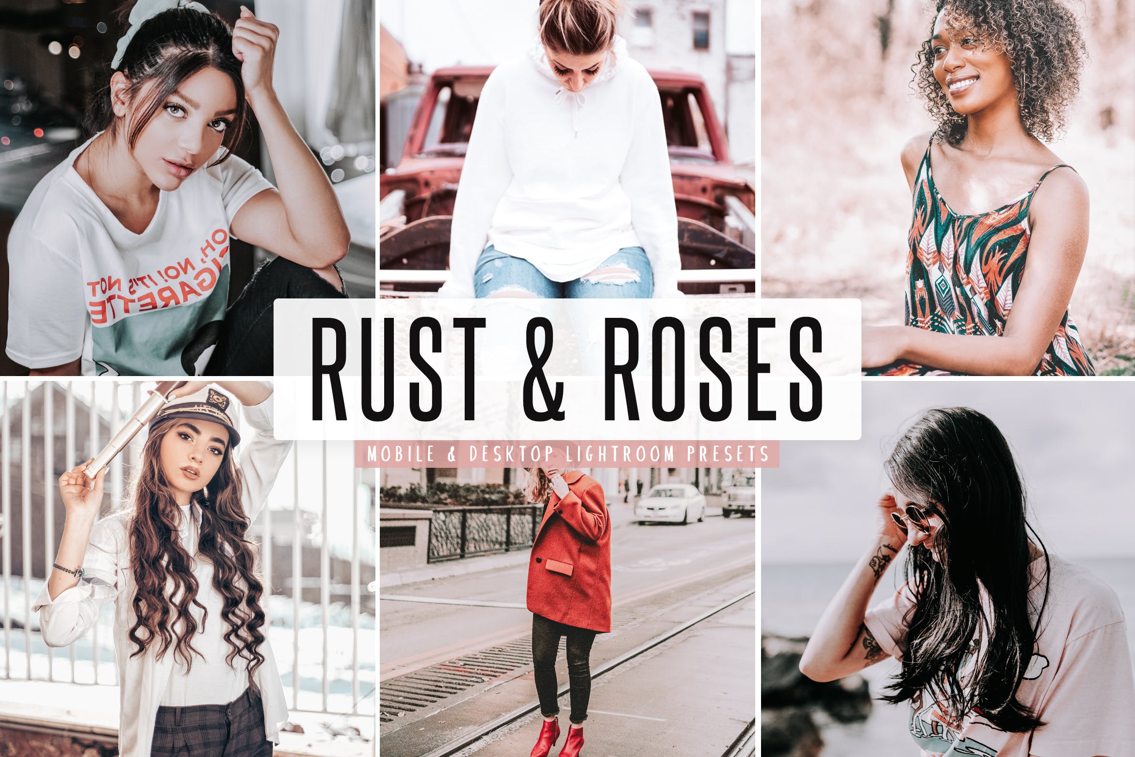 低对比度玫瑰粉红色明亮温暖色Lightroom预设 Rust & Roses Mobile & Desktop Lightroom Presets插图