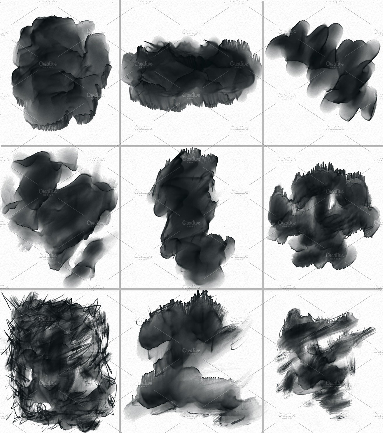 素材库下午茶：30个高品质的手绘水彩风格的PS画笔笔刷插图(1)