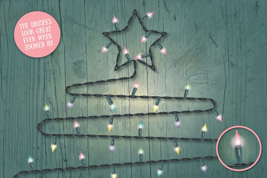 彩色小灯彩灯图案AI笔刷 Fairy Light Brushes插图(3)