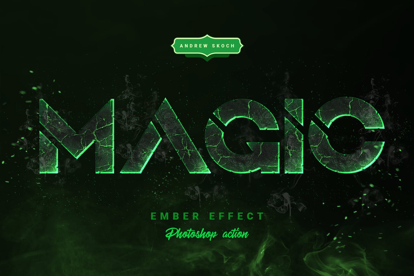 火山/熔岩/岩浆/火焰3D字体特效PS动作 Ember Effect – Photoshop Action插图(1)