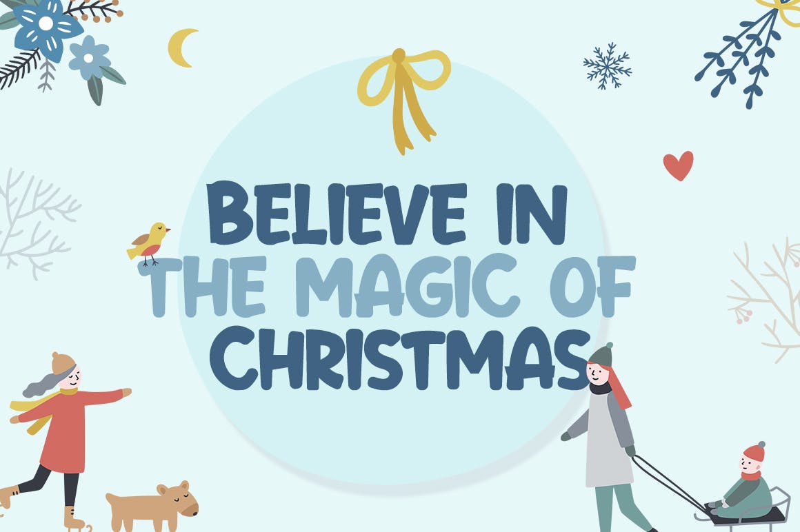 节日主题设计风格英文无衬线装饰字体素材库精选 Festive Cheer Font插图(1)