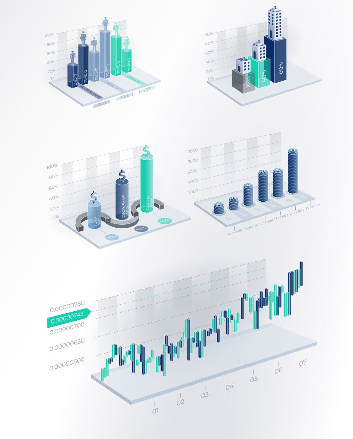 3D商务企业品牌宣传合作信息图表设计素材2 3D Corporate Infographic Elements 2插图(3)