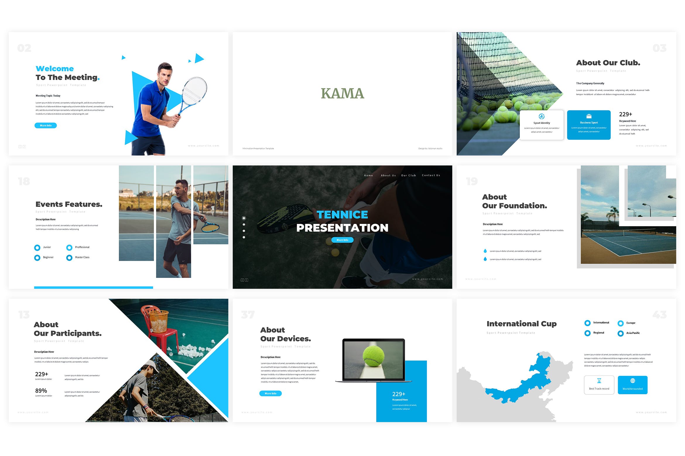 网球培训俱乐部广告宣传Keynote演示文稿设计模板 Tennice Keynote Template插图