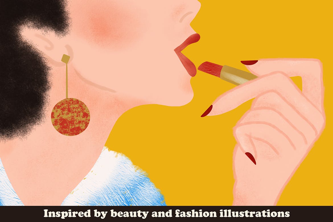 插画师必备的复古时尚美容Procreate笔刷 Beauty Brushes for Procreate插图(3)