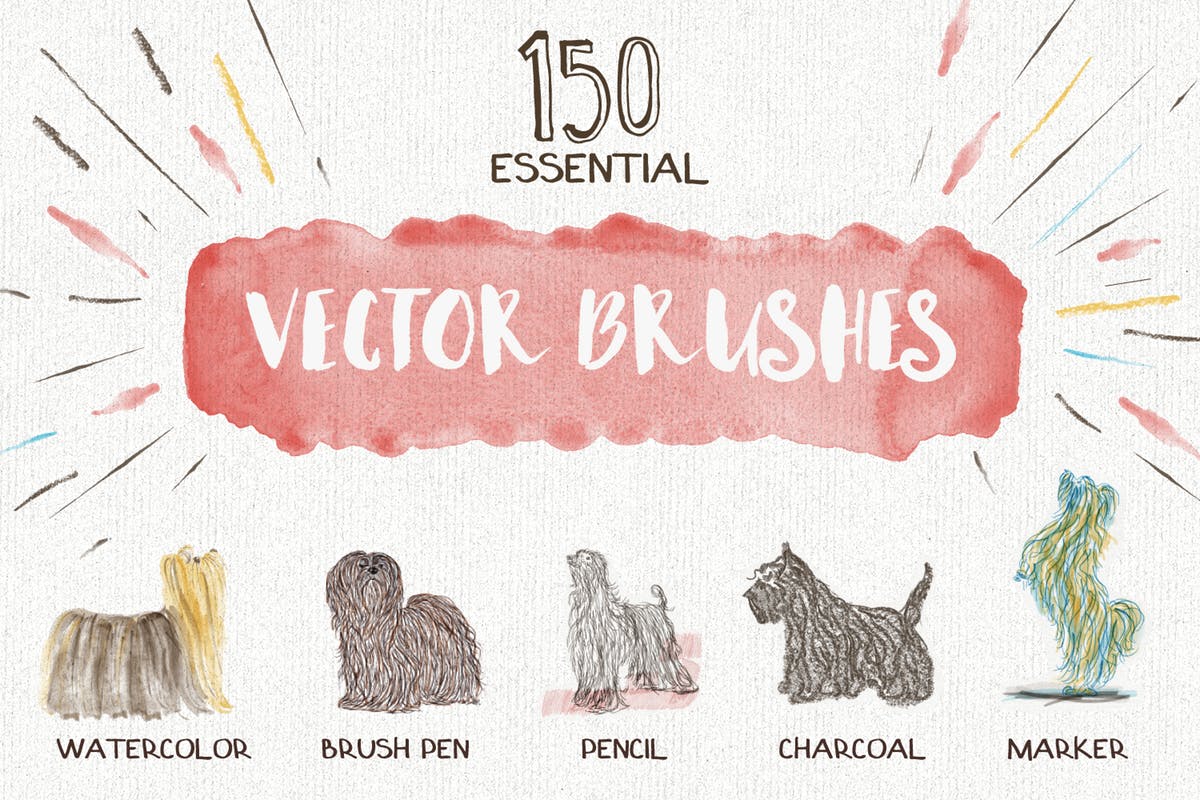 数码绘画大师AI画笔笔刷大合集 Essential Vector Brushes Collection插图