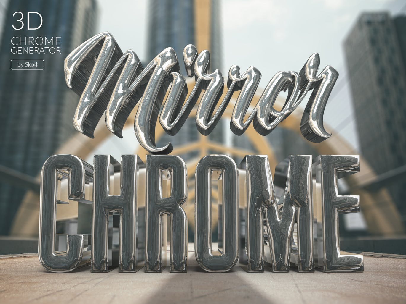 3D金属铬字体特效生成素材库精选PS动作 3D Chrome Generator插图(3)