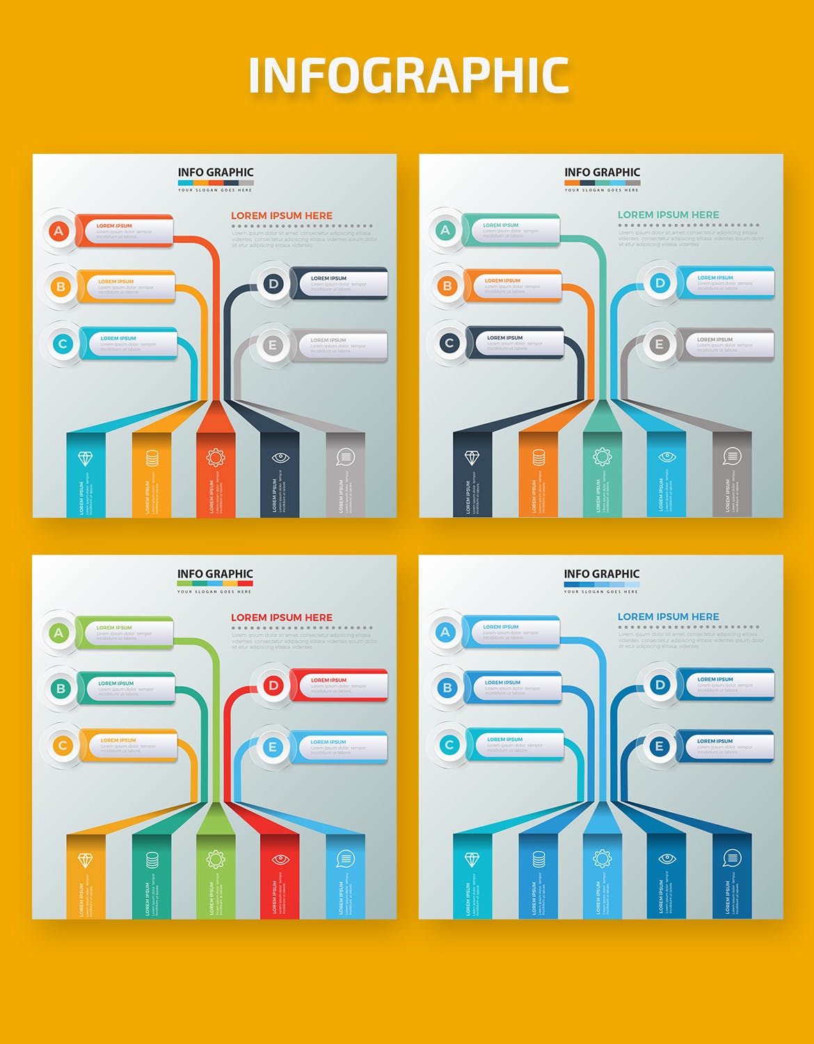 流程步骤树状图形信息图表设计素材 Infographic Elements插图(1)