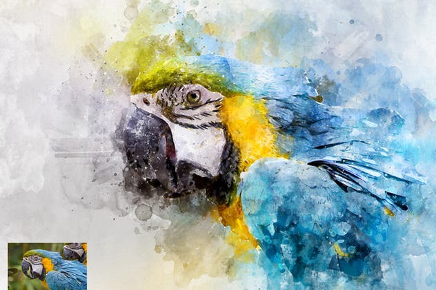 水彩艺术插画照片效果一键生成PS动作 Perfectum 2 – Watercolor Artist Photoshop Action插图(3)