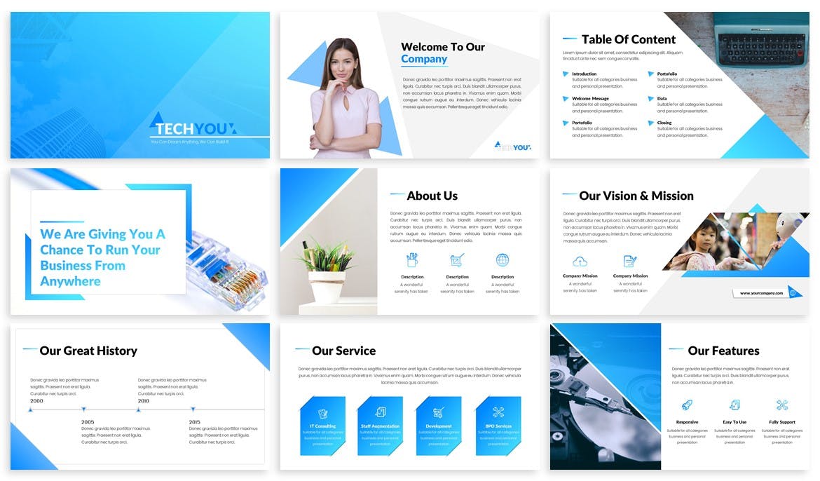 科技公司业务介绍素材库精选谷歌演示模板 TechYou – Technology Google Slides Template插图(1)