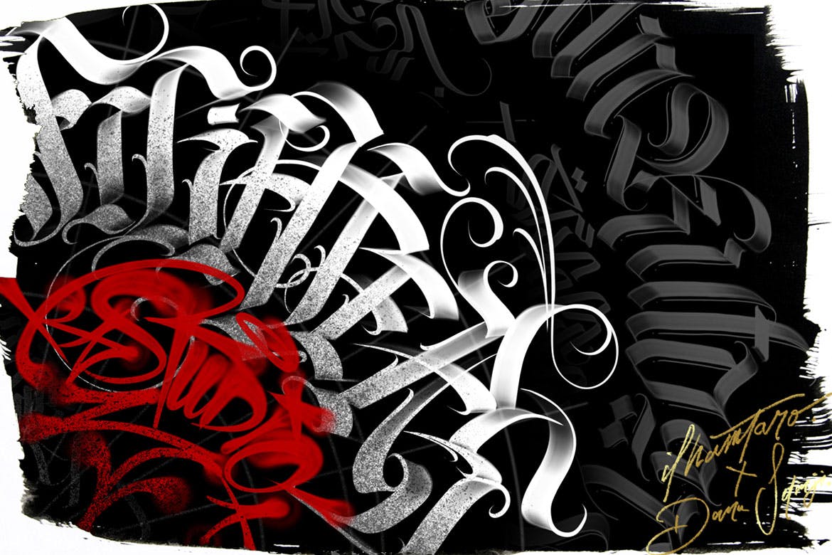 复古海报必备发光字体样式Procreate笔刷下载插图(4)